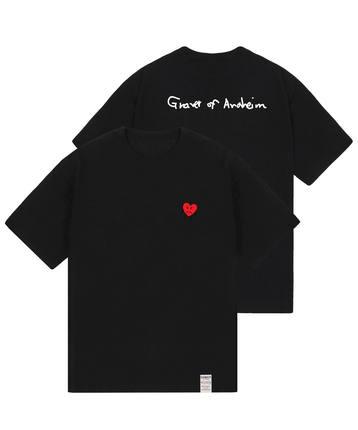 그레이버(GRAVER) [UNISEX]드로잉하트 백로고 반팔티_블랙