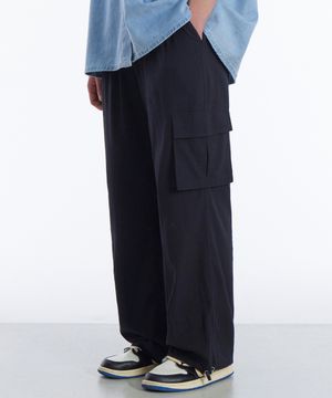 와이드 썸머 카고 조거 팬츠 블랙