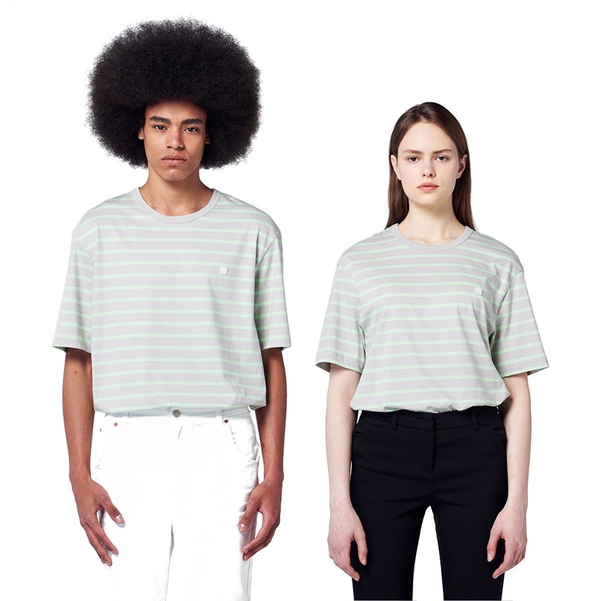 펠스파브룩(FELDSPAR BROOK) 30수 스트라이프 립 배색 티셔츠[GREY]