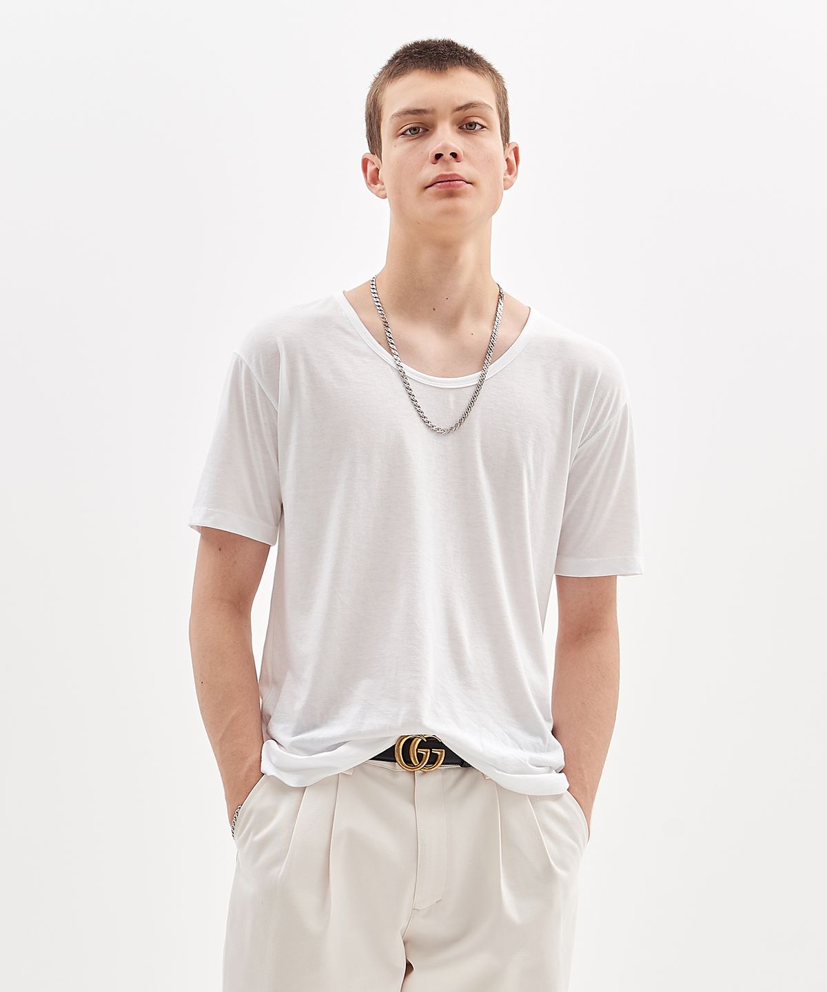 고저(GOZER) UNDER HALF T-SHIRT_WHITE