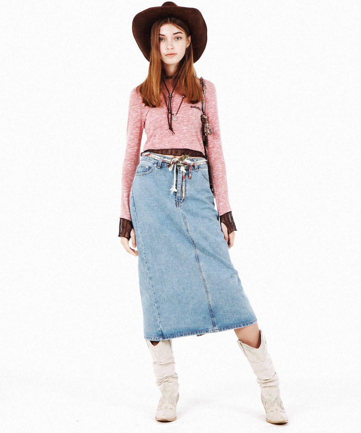 팔레트(PALETTE) WASHED DENIM LONG SKIRT (LIGHT BLUE)