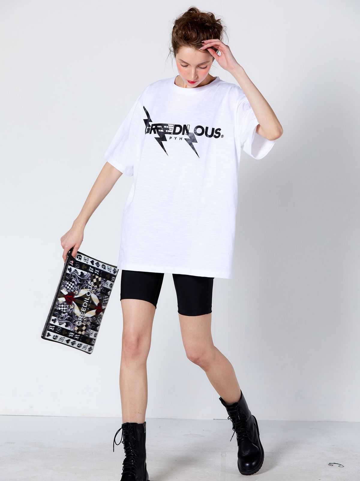 그리디어스(GREEDILOUS) 번개 티셔츠 화이트
