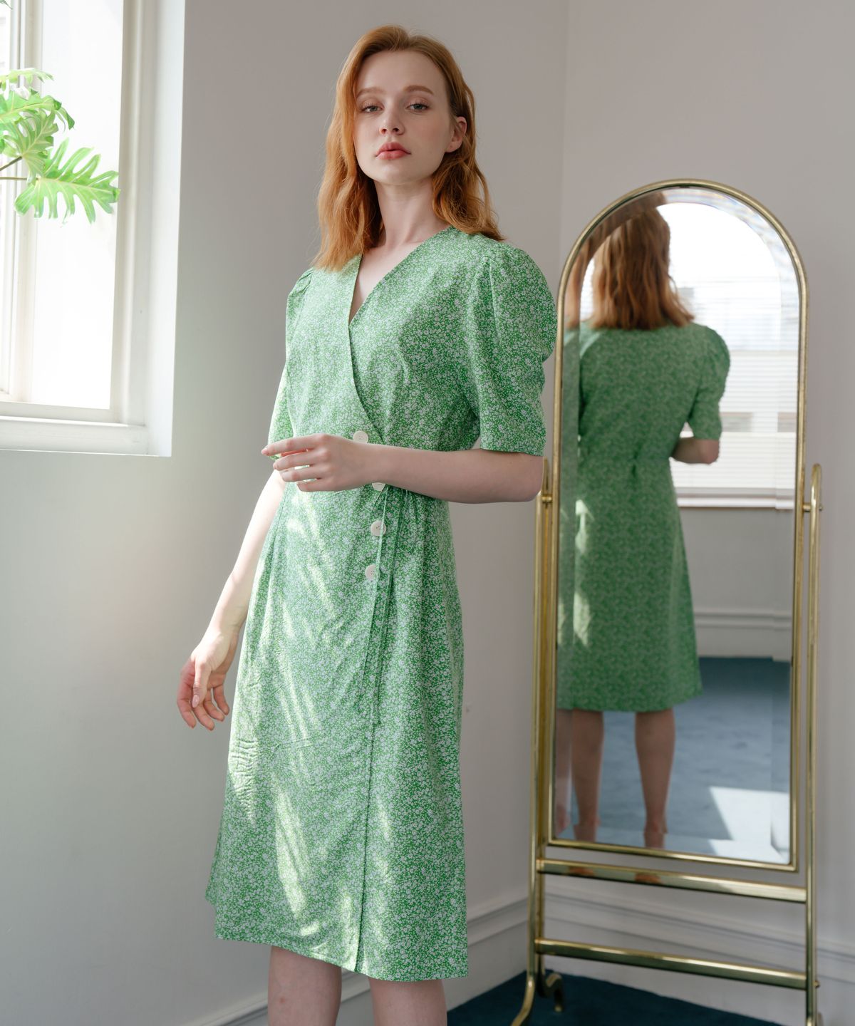 벨루아(VELUA) Flower rap dress _ green