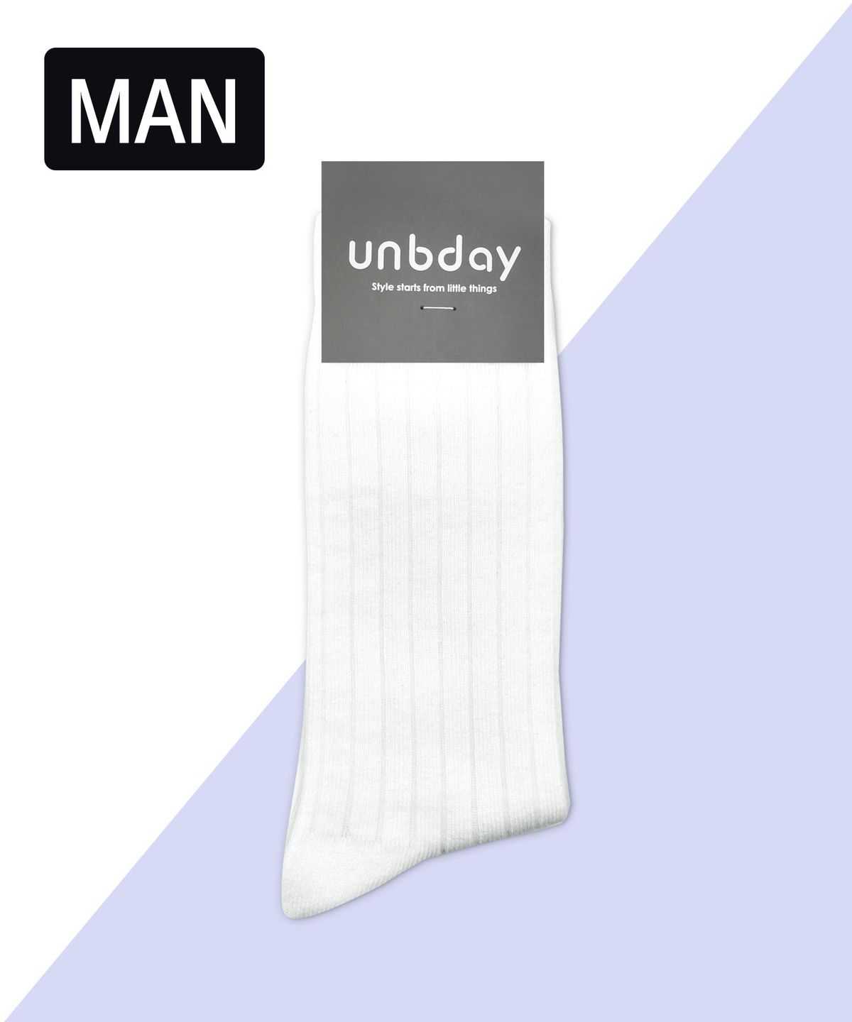 언비데이(UNBDAY) 남성 6-2 골지 양말 - 화이트