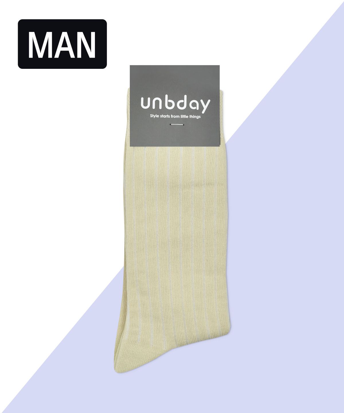 언비데이(UNBDAY) 남성 6-2 골지 양말 - 오트밀