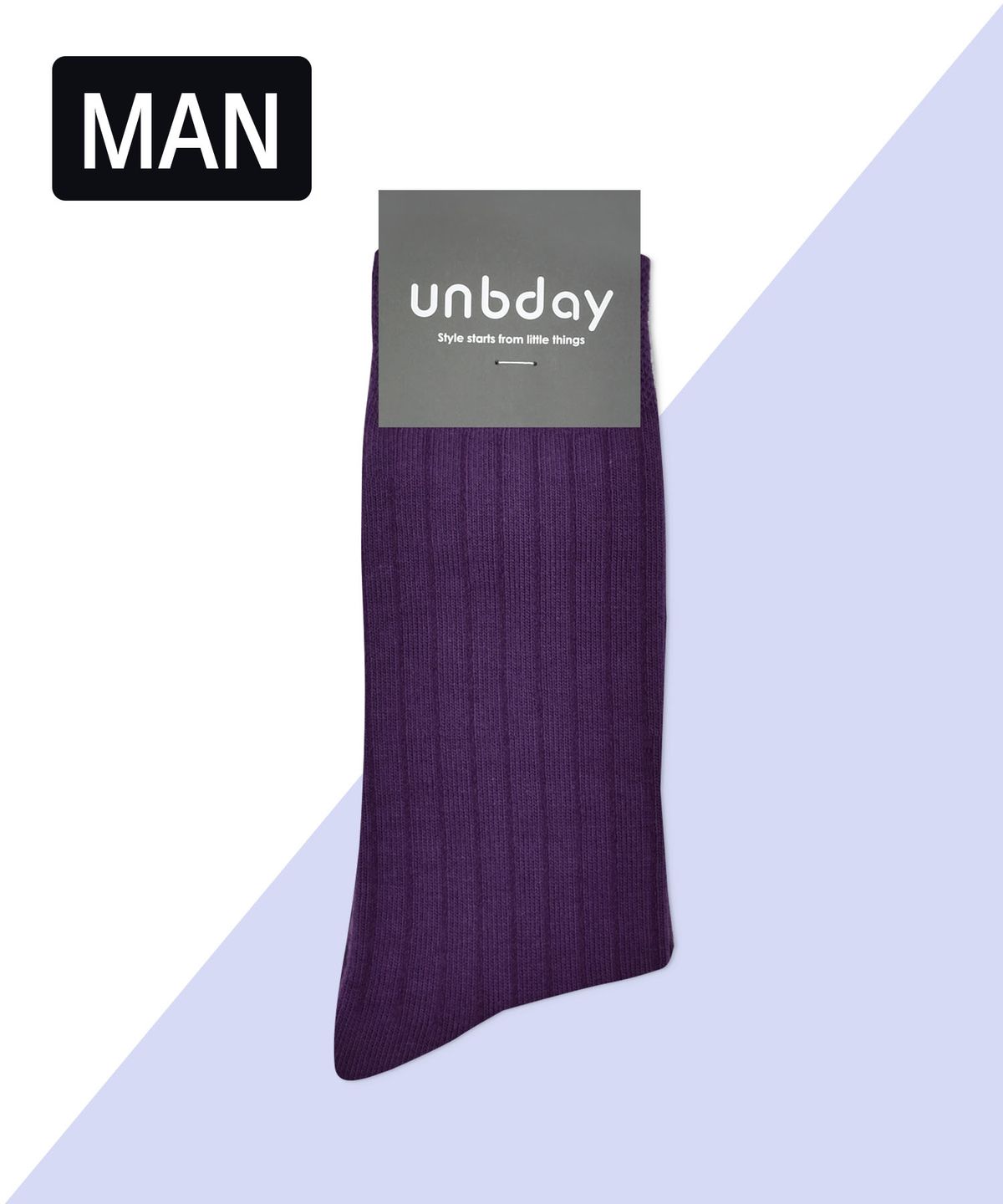 언비데이(UNBDAY) 남성 6-2 골지 양말 - 퍼플
