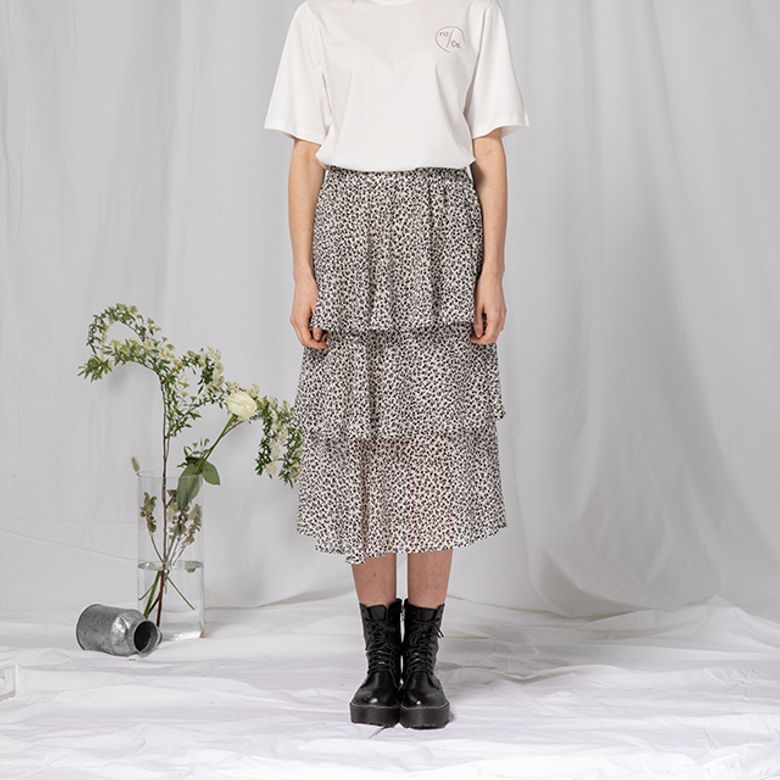 Flower Cancan Midi Skirt (WH)