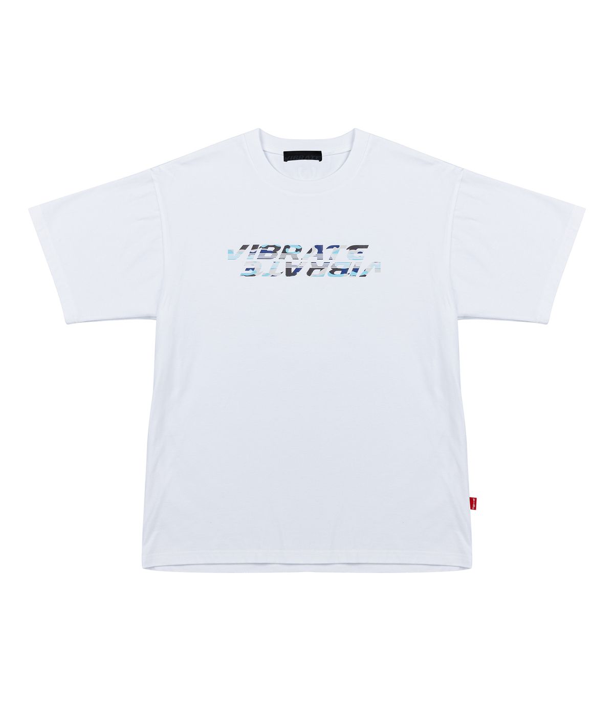 바이브레이트(VIBRATE) BLUE MILITARY LOGO T-SHIRT (WHITE)
