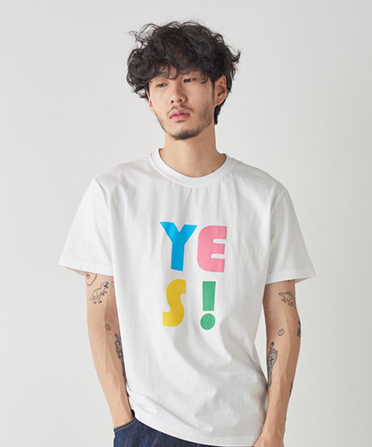 그래픽스(GRAPIX) YES! 화이트 반팔 티셔츠