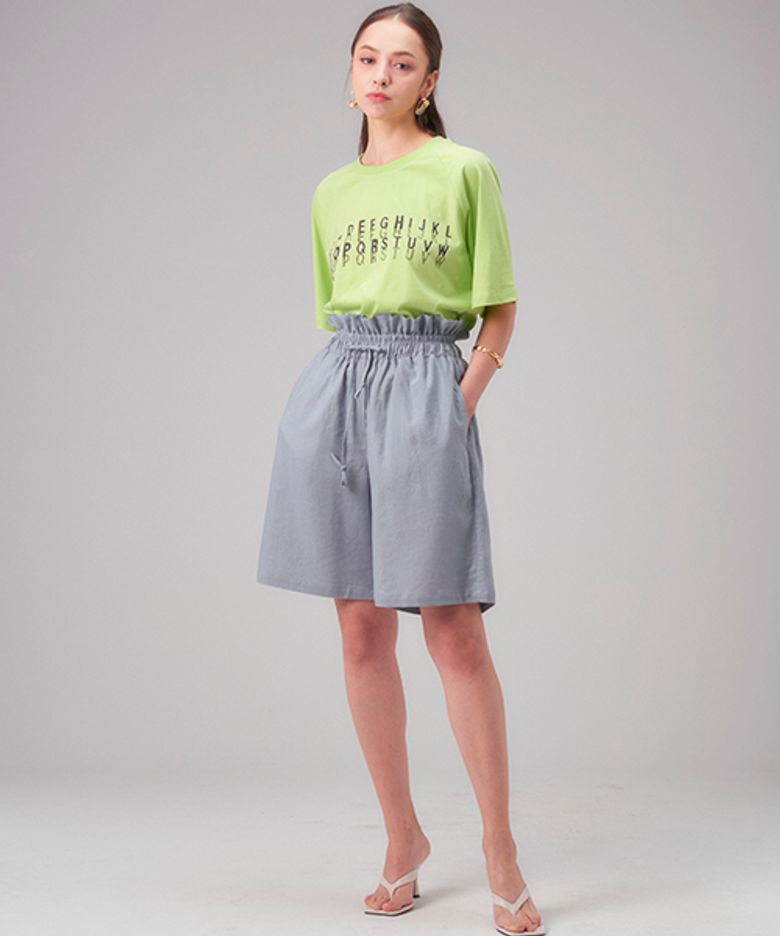 LINEN WIDE SHORTS / BLUE