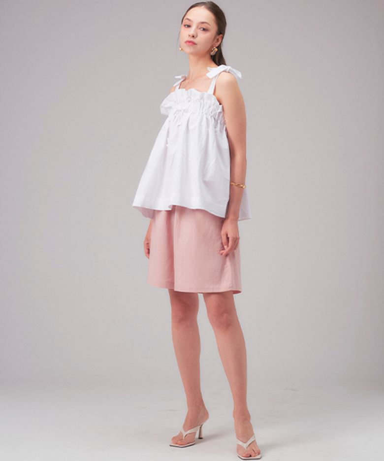 LINEN WIDE SHORTS / PINK