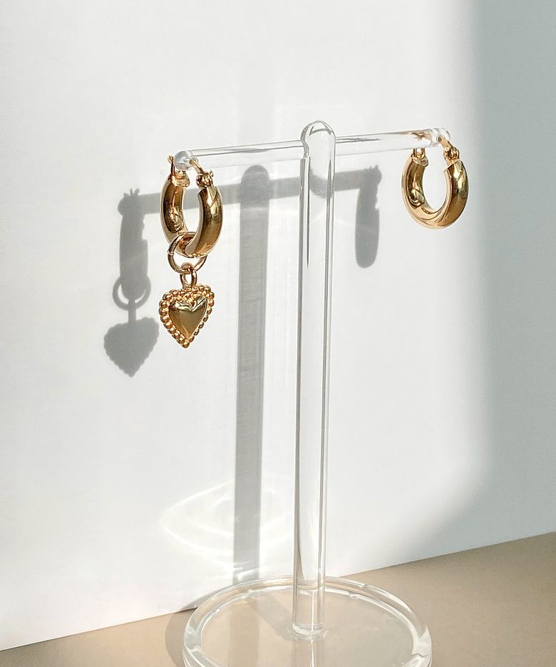 glow heart small unbal earring 2way [gold] - silver925