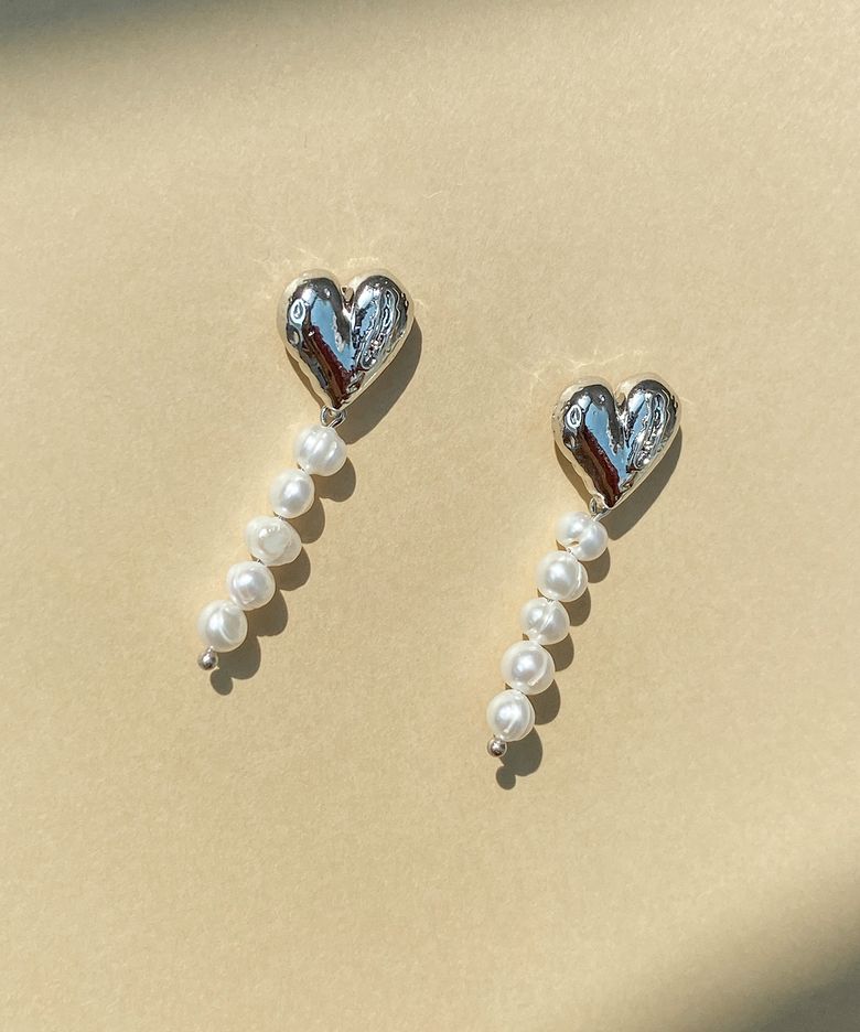 heart baroque pearl earring [silver]