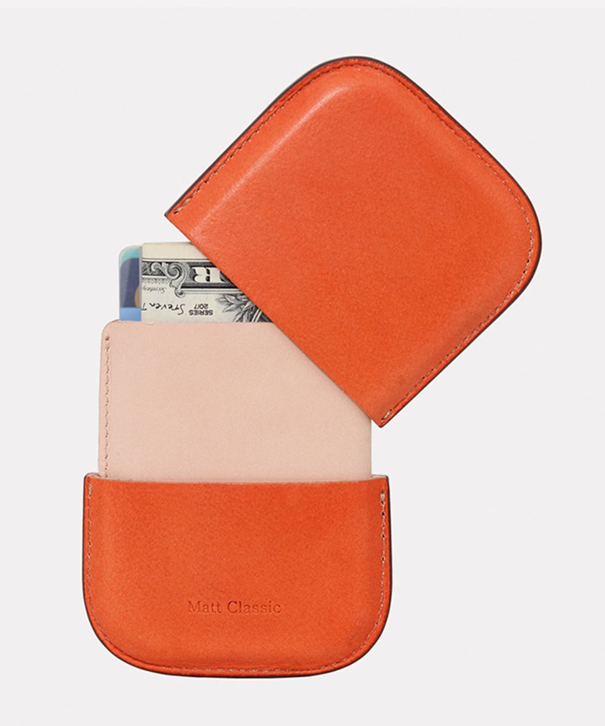 마뜨(MATT) Classic stone 소가죽 명함 카드지갑 오렌지