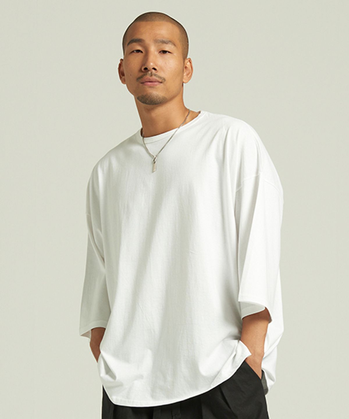 테네르(TENER) 심플 7부 박스티 화이트