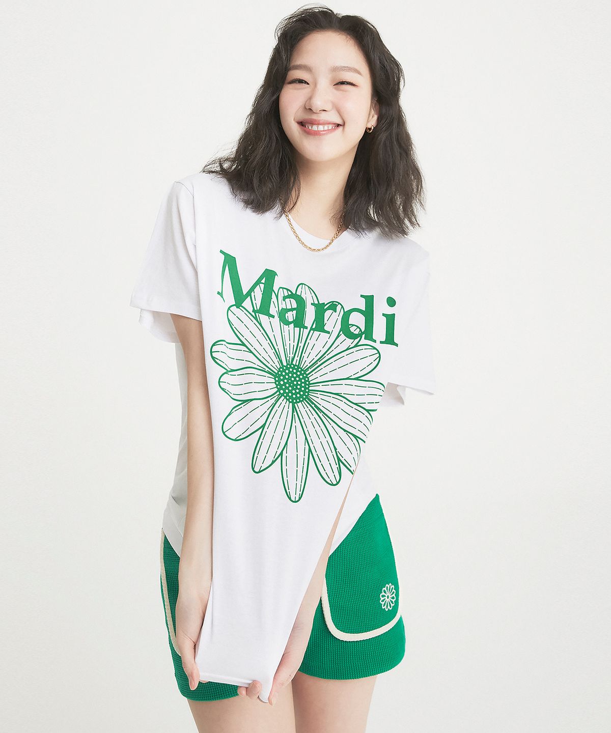 마르디 메크르디(MARDI MERCREDI) TSHIRT FLOWERMARDI_WHITE GREEN
