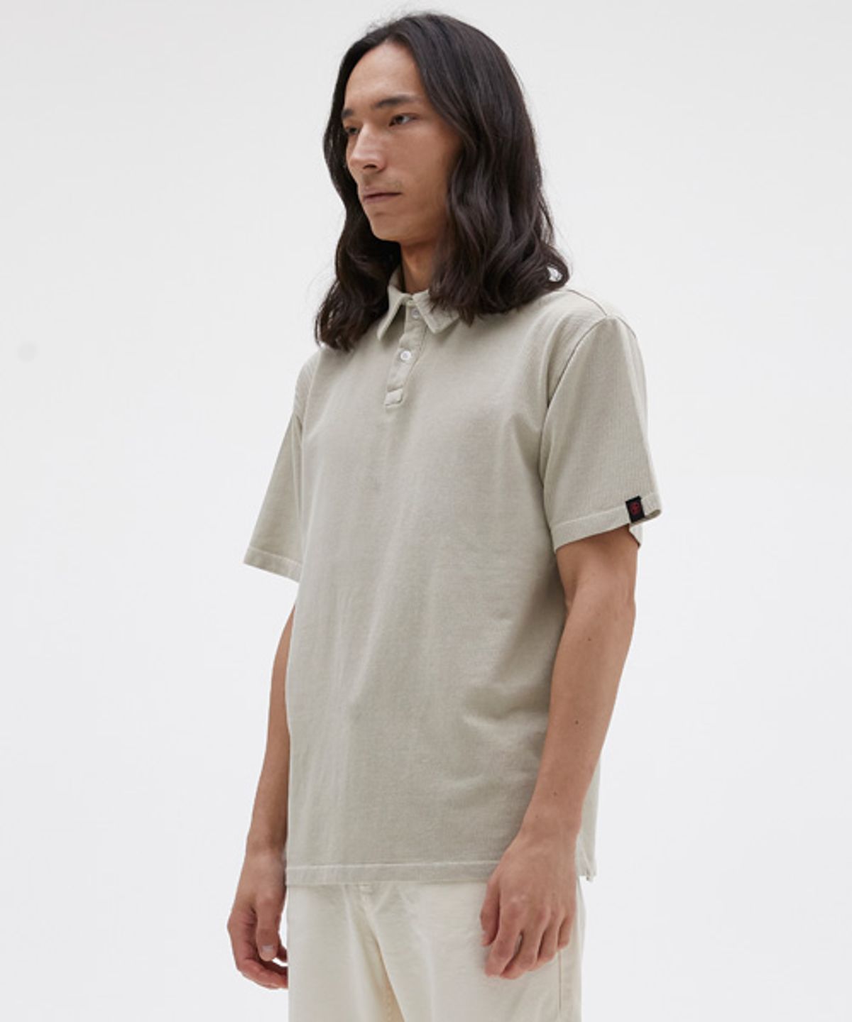 왕관(WANGGWAN) 피그먼트 오버핏 피케 폴로 반팔 티셔츠 (Desert beige)