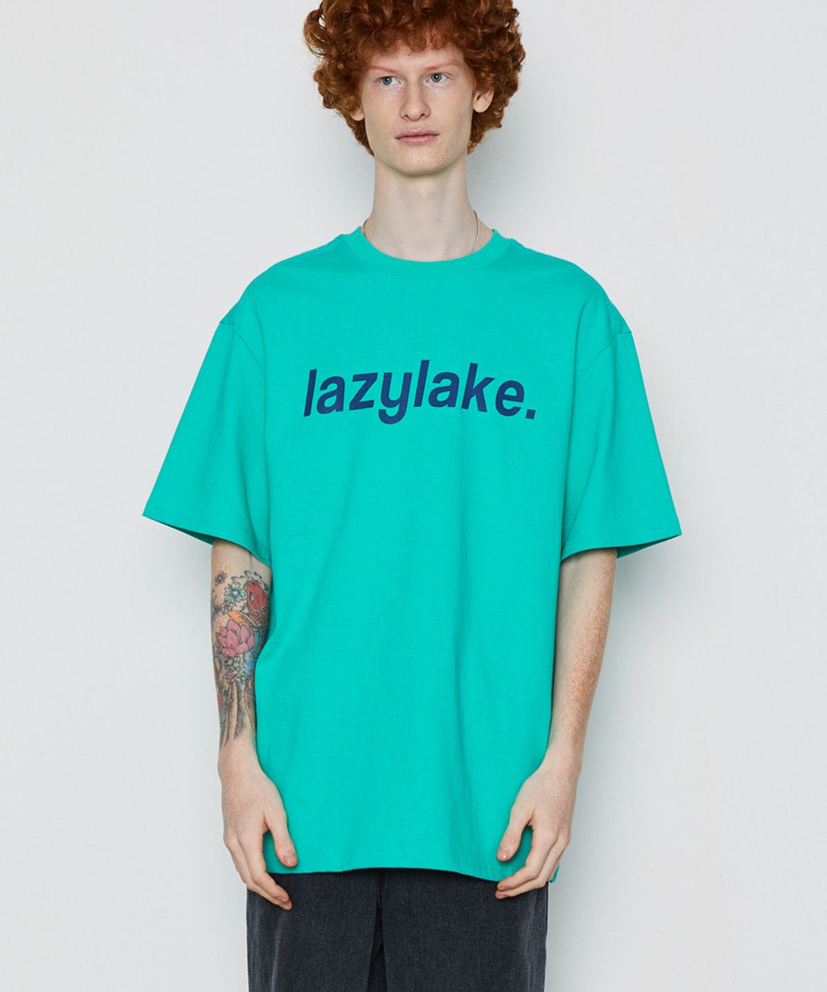 레이지레이크(LAZY LAKE) 유니섹스 빅로고티셔츠 에메랄드그린