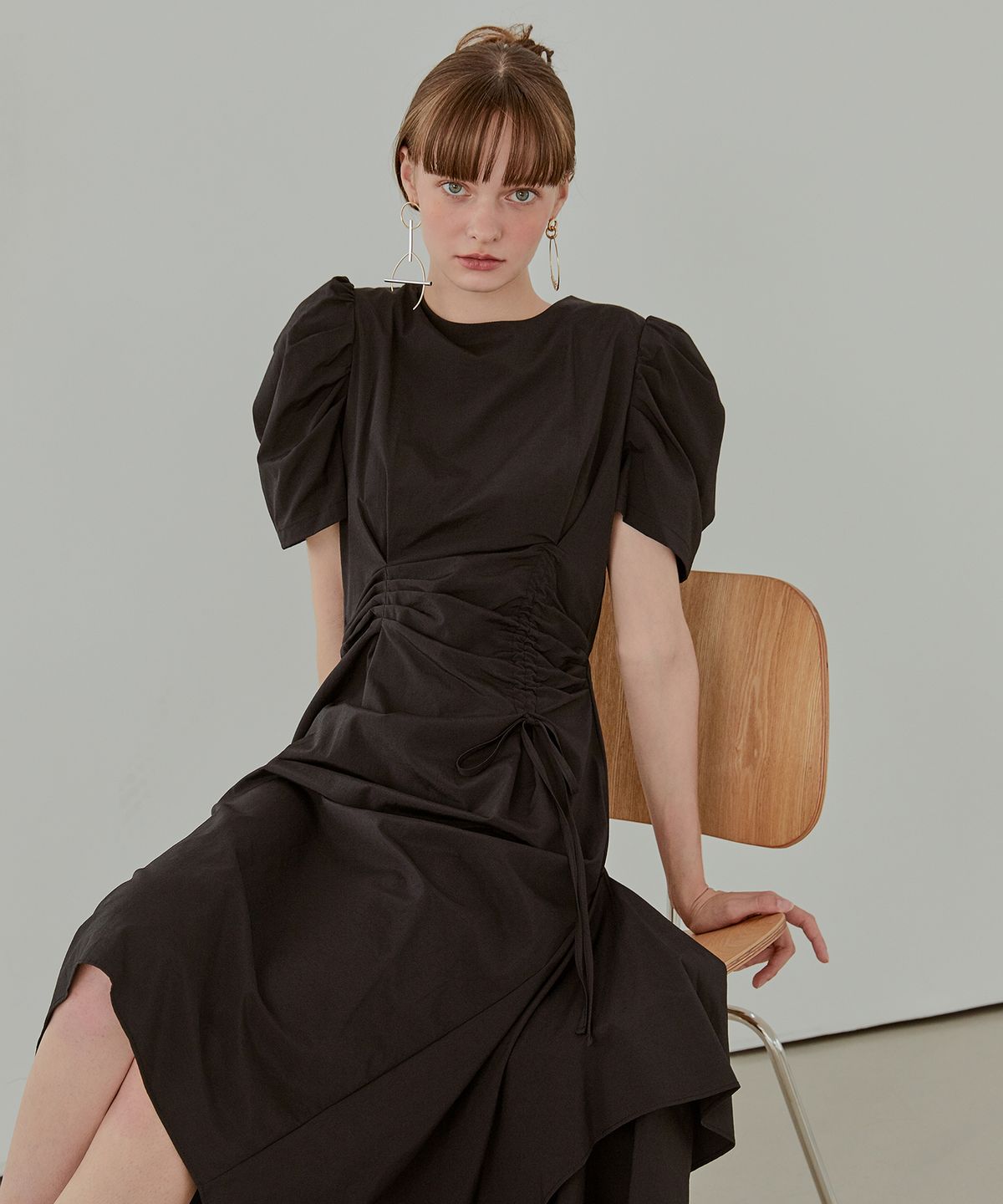 에트몽(ETMON) Pintuck String Dress,  Black