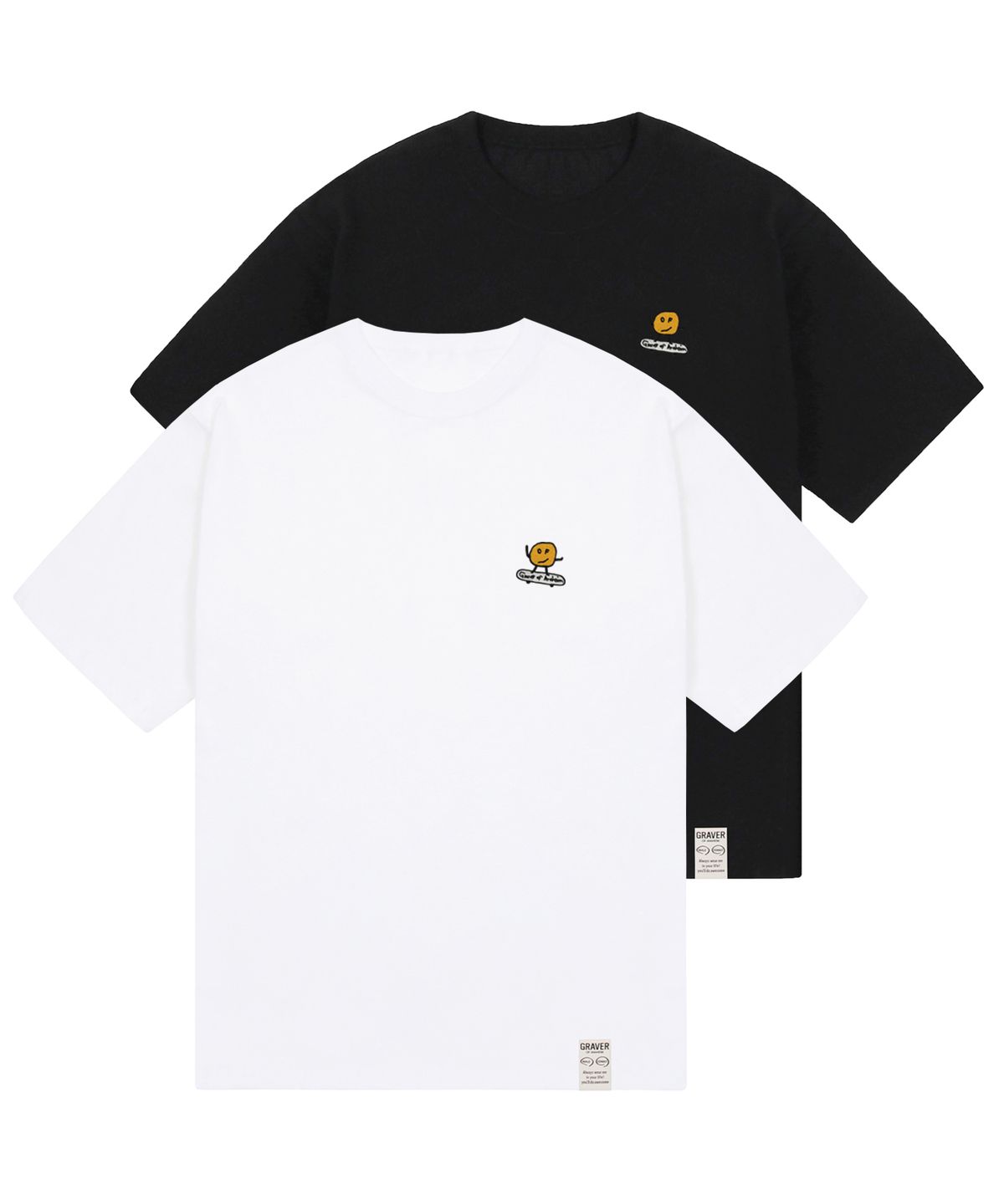 그레이버(GRAVER) [UNISEX]도트보드 자수 반팔티_2color