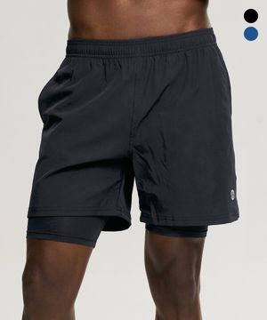 컴팩트 2in1 러닝 쇼츠 남녀 스포츠 반바지 레깅스 (헬스 워터 운동) 팬츠 M 2컬러