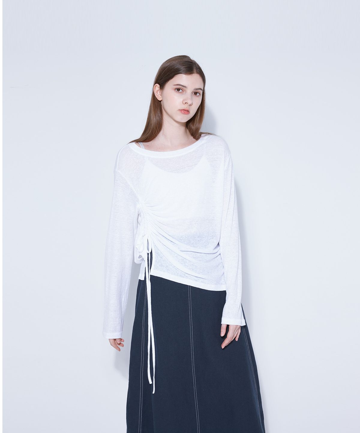 웬스데이딜라잇(WEDNESDAY DELIGHT) Unbalance String T-Shirt_Ivory