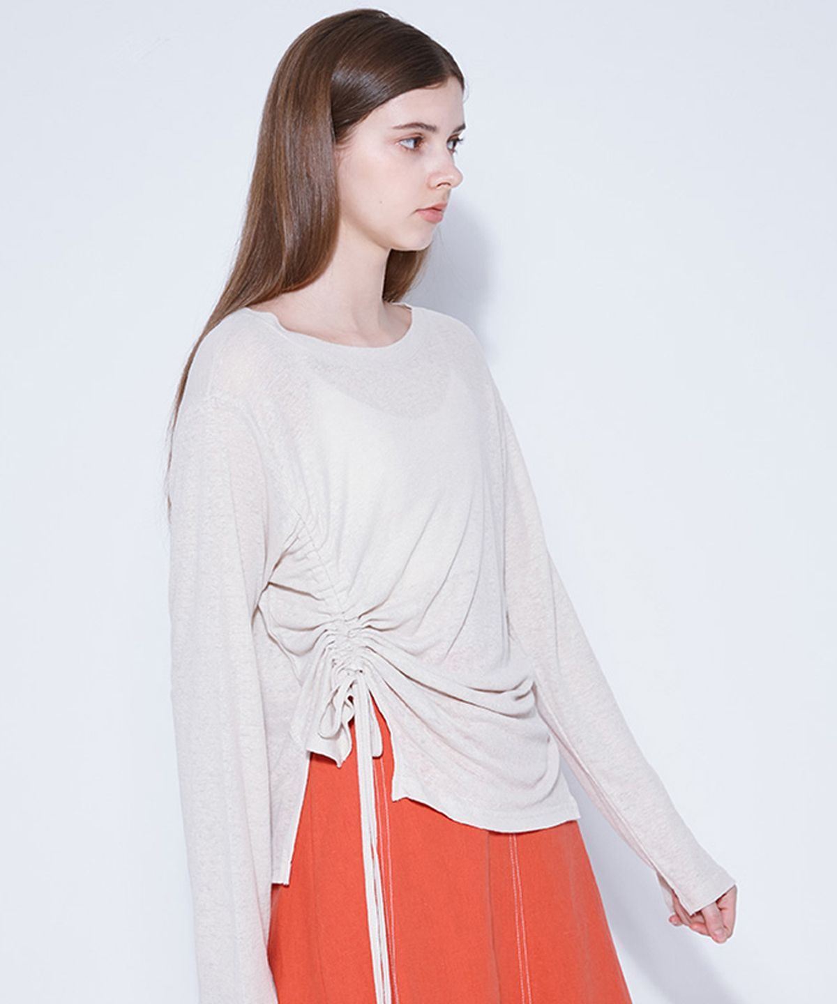 웬스데이딜라잇(WEDNESDAY DELIGHT) Unbalance String T-Shirt_Beige
