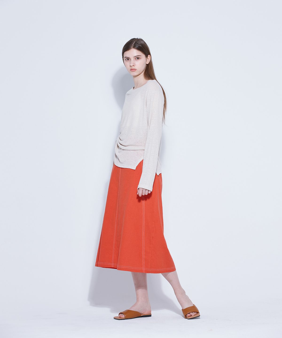 웬스데이딜라잇(WEDNESDAY DELIGHT) Stitch Skirt_Orange