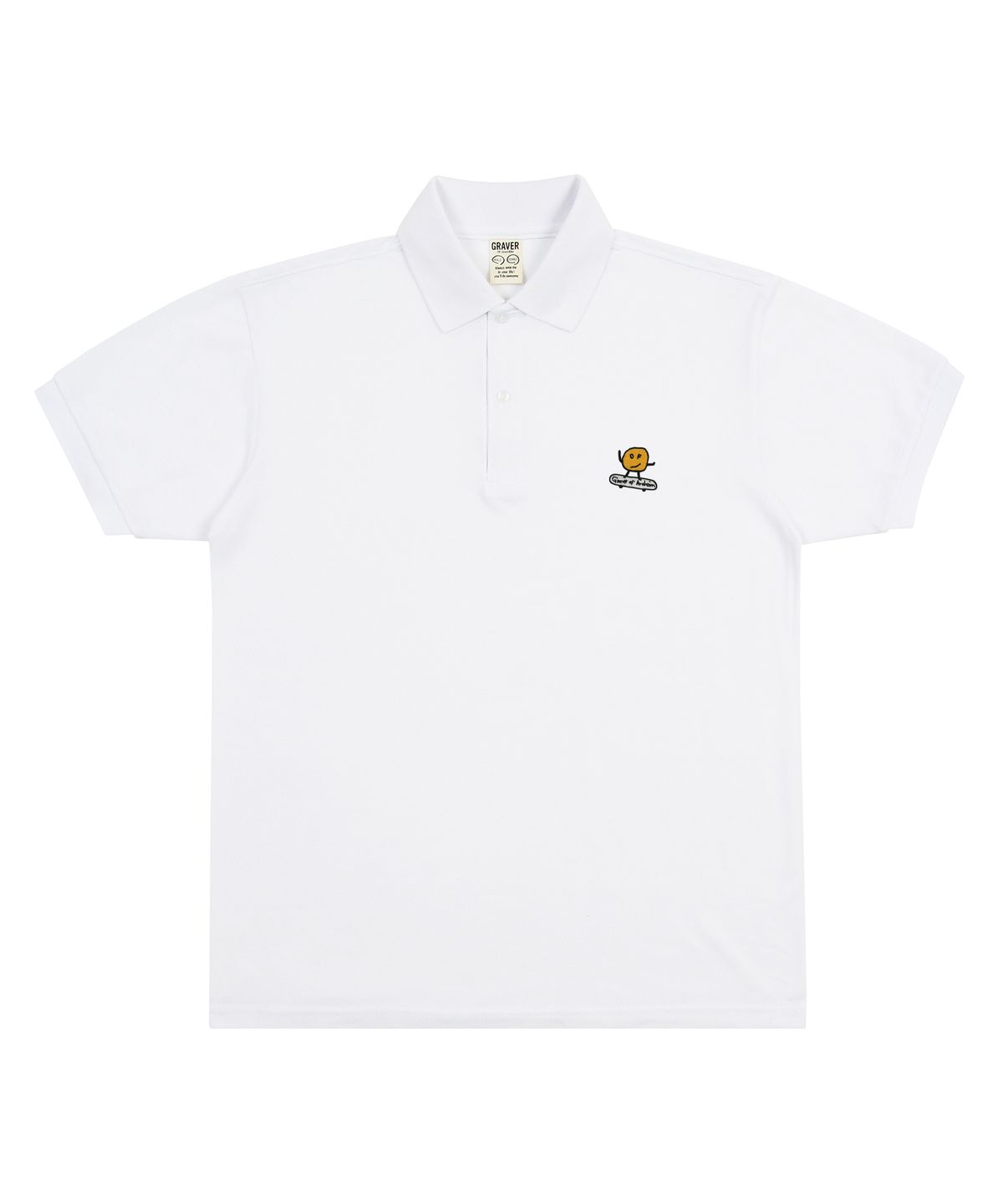 그레이버(GRAVER) [UNISEX]도트보드 자수 피케 반팔티셔츠_화이트