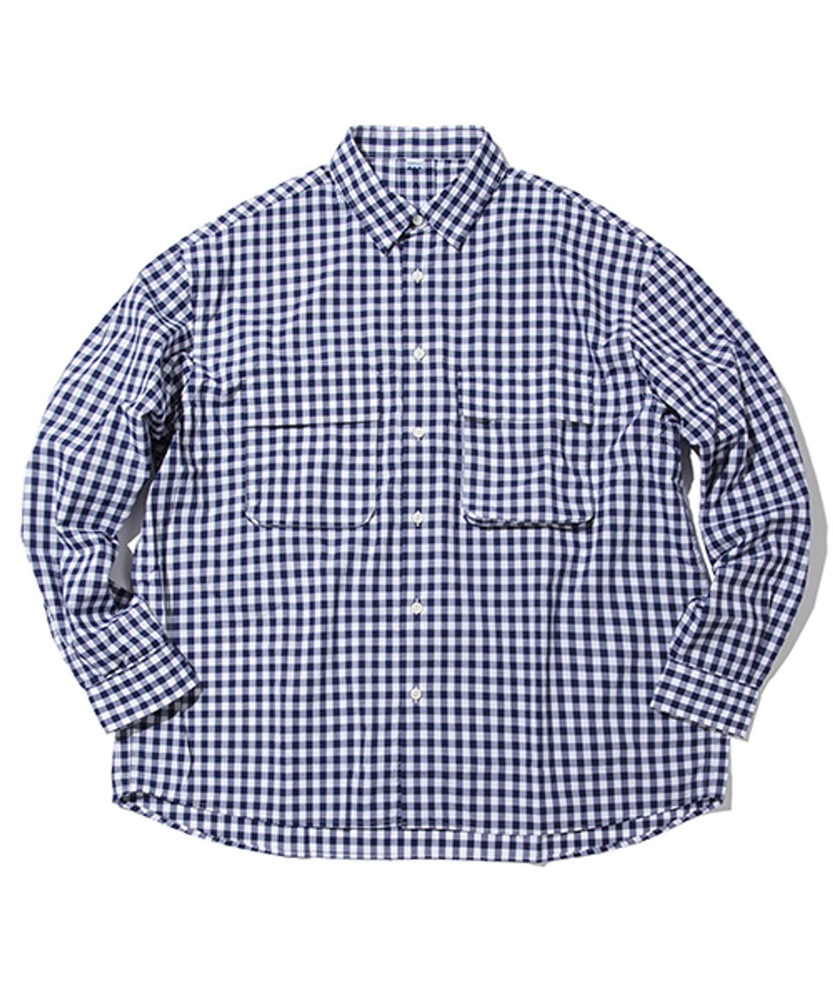 소프터(SOFTUR) GINGHAM WIDE SHIRT (NAVY)