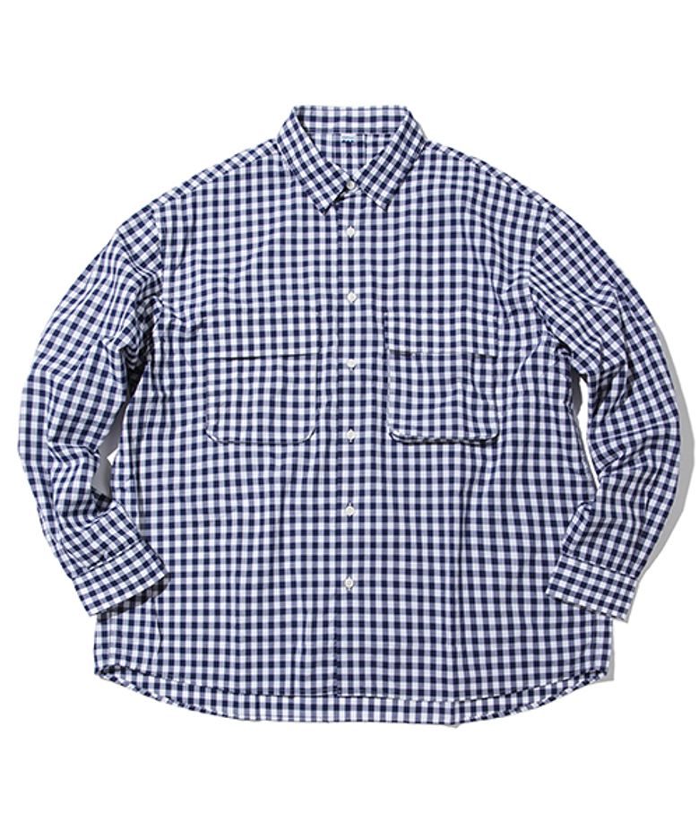 GINGHAM WIDE SHIRT (NAVY)