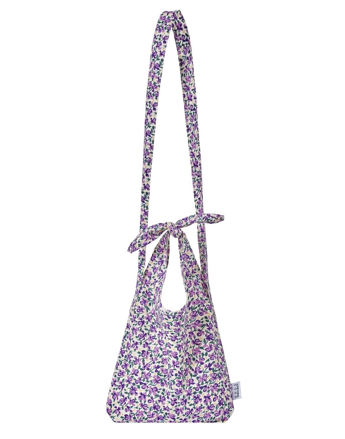 썸띵굿(SOMETHING GOOD) Floral Tie Eco Bag Mini-Cross_PURPLE
