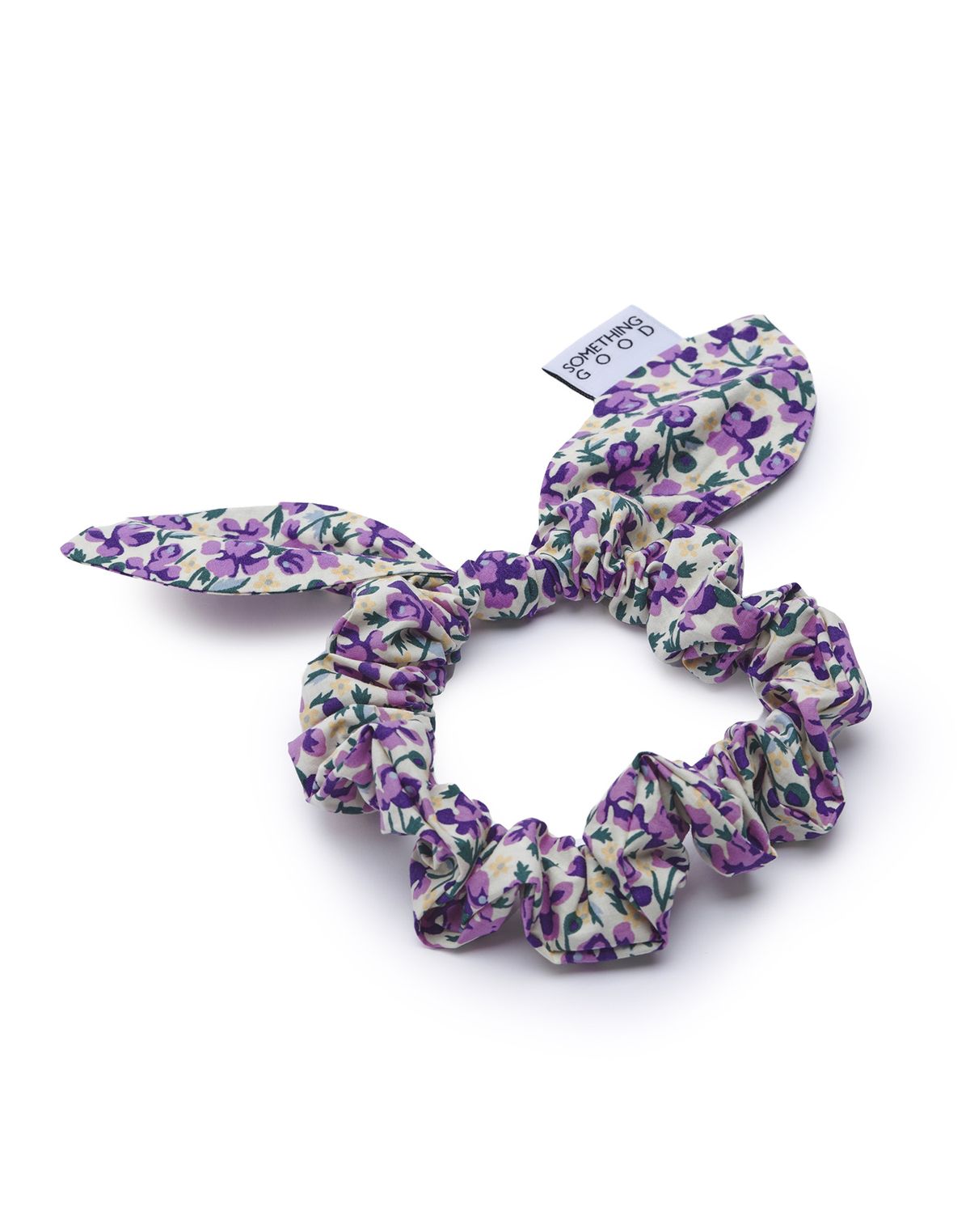 썸띵굿(SOMETHING GOOD) Tie Bow Scrunchy_Floral_PURPLE