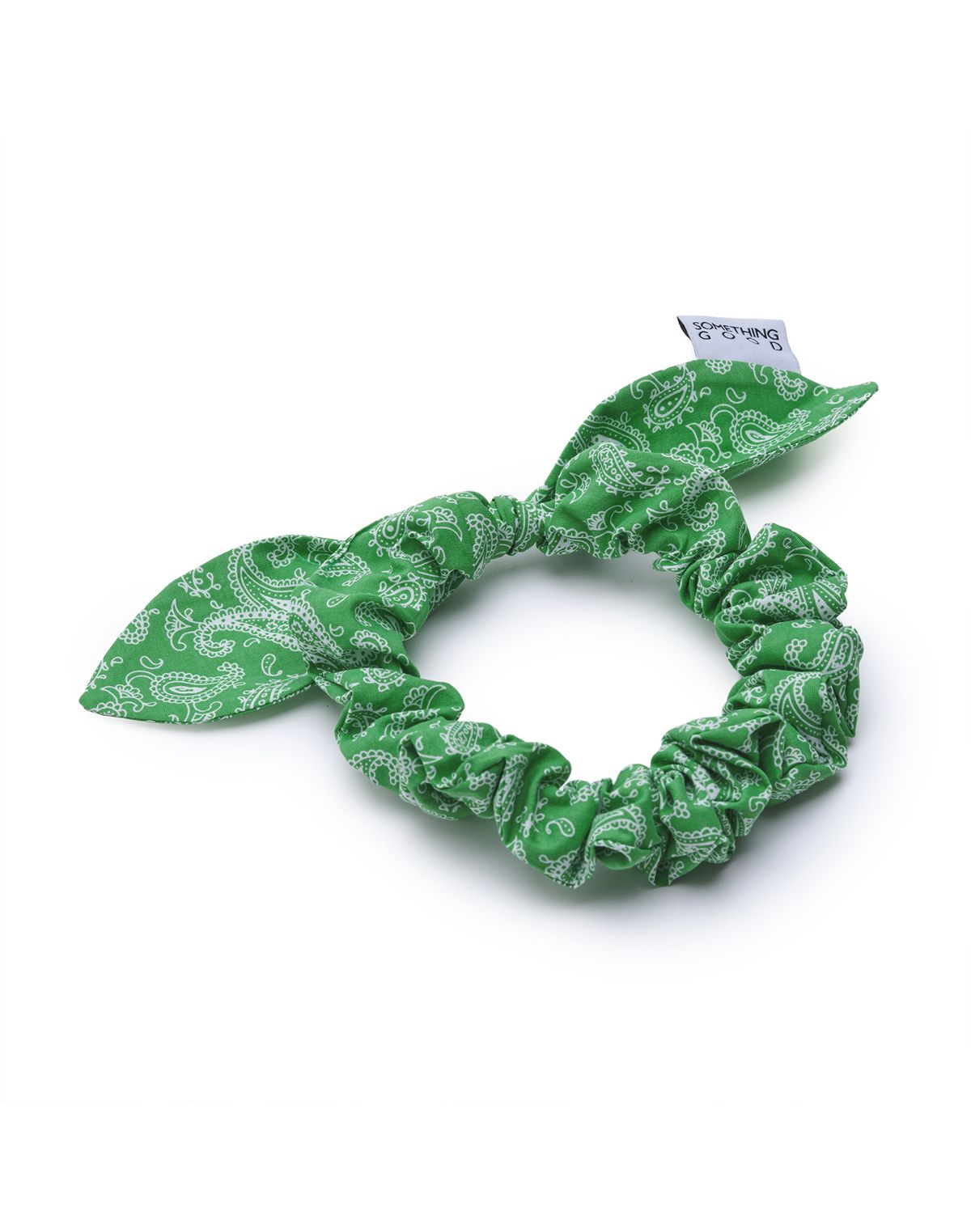 썸띵굿(SOMETHING GOOD) Tie Bow Scrunchy_Paisley_GREEN