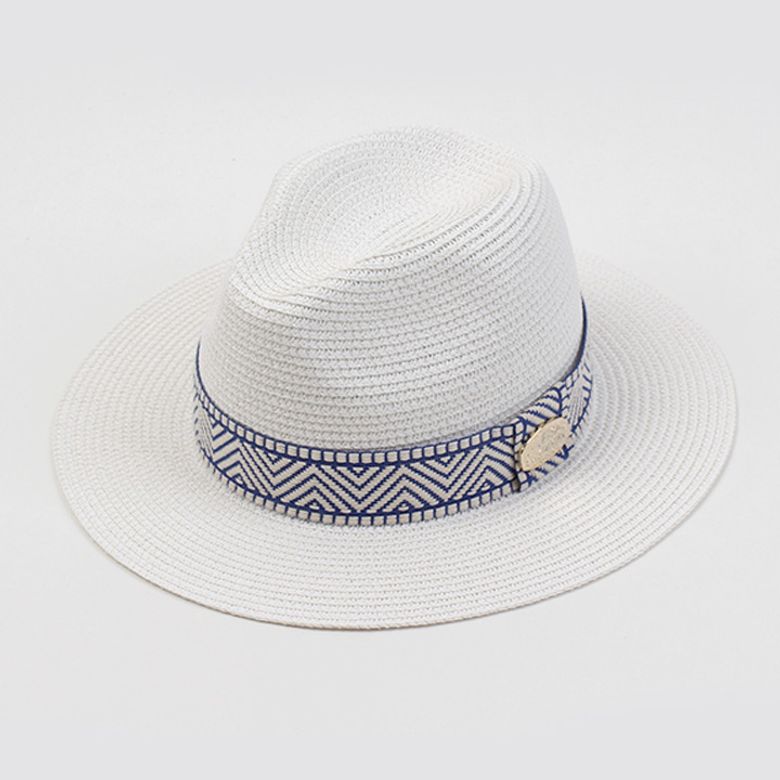 Blue Mono Line Summer White Fedora 여름페도라