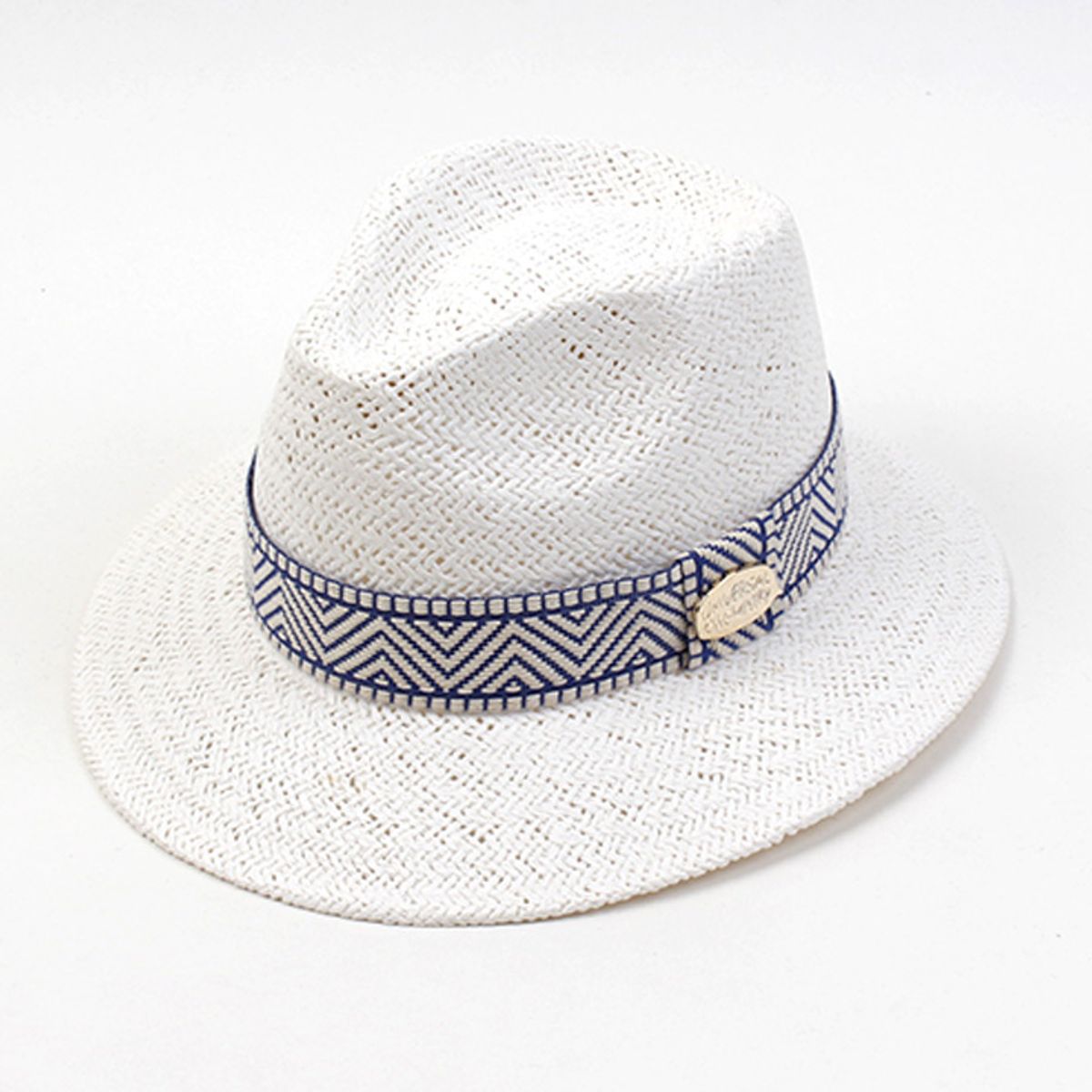 유니버셜 케미스트리(UNIVERSAL CHEMISTRY) Blue Mono Line Swing White Short Fedora 여름페도라