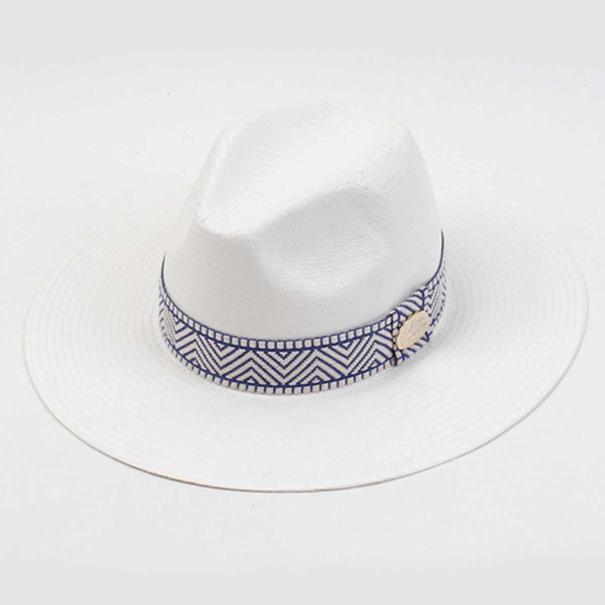 유니버셜 케미스트리(UNIVERSAL CHEMISTRY) Blue Mono Line Summer Long White Fedora 여름페도라
