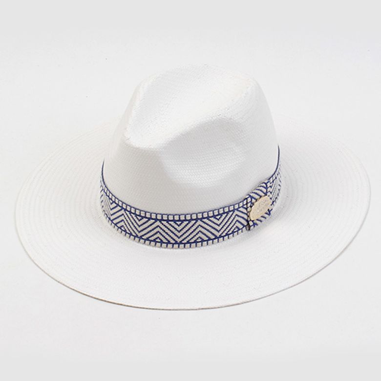 Blue Mono Line Summer Long White Fedora 여름페도라