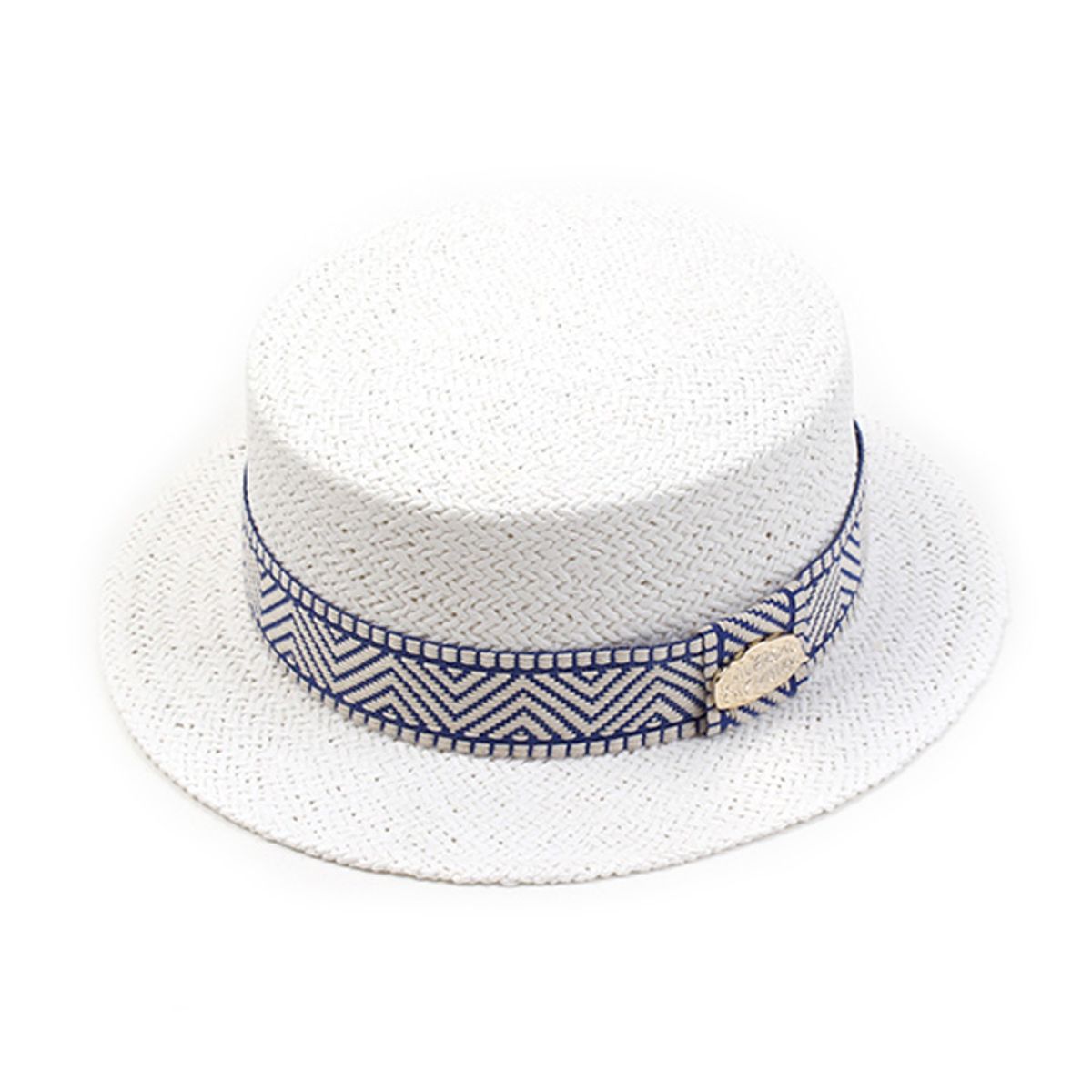 유니버셜 케미스트리(UNIVERSAL CHEMISTRY) Blue Mono Line White Flat Short Panama Hat 여름페도라