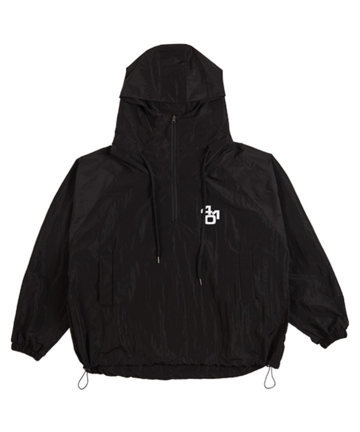 써치410(SEARCH410) [UNISEX] NUMBER ANORAK HOODIE_BLACK