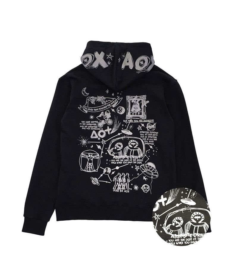 Aox alien hoodie zip-up(Black)