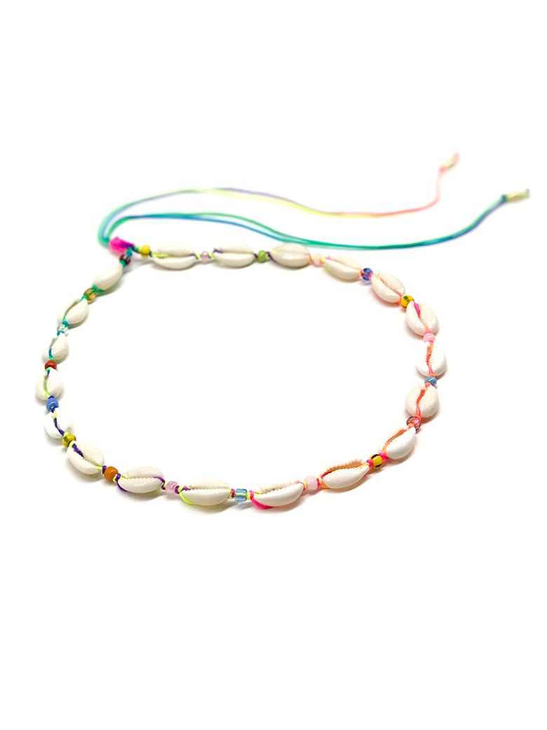 African multi beads & shell necklace