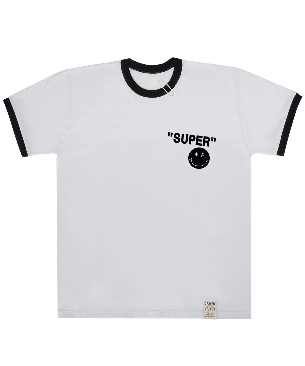 그레이버(GRAVER) [UNISEX]SUPER 도트스마일 링거 반팔티_화이트