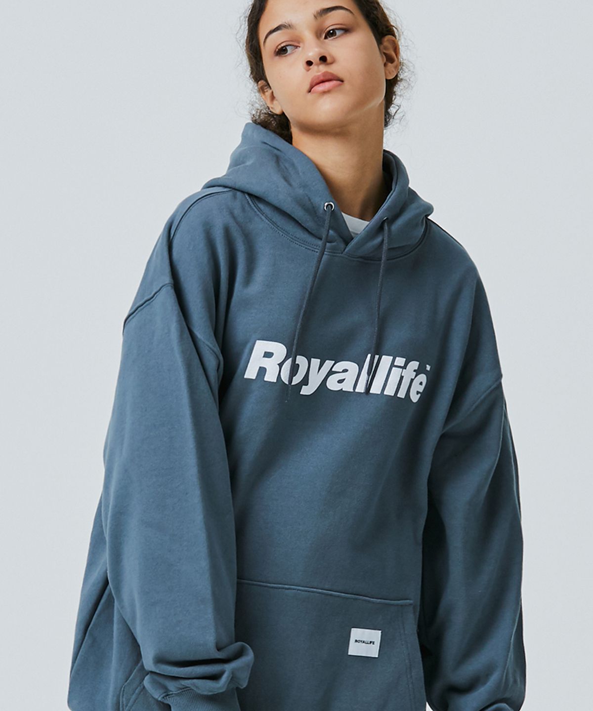 로얄라이프(ROYALLIFE) RLPH500 오리지널 로고 후드티 - 시멘트