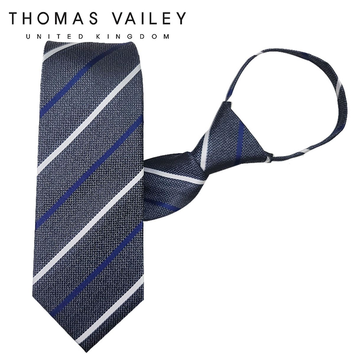토마스 베일리(THOMAS VAILEY) 자동/지퍼넥타이-커플 그레이 7.5cm