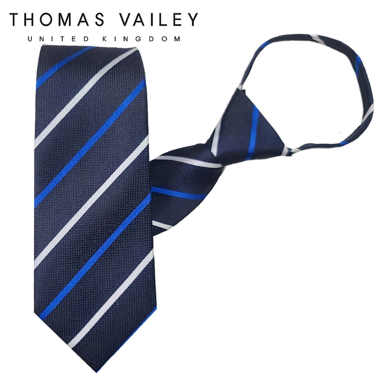 토마스 베일리(THOMAS VAILEY) 자동/지퍼넥타이-커플 네이비 7.5cm