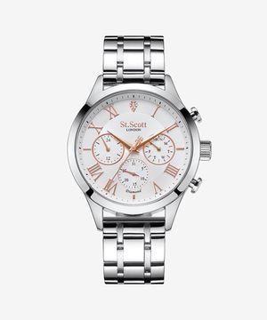 헤스티아 다이아 멀티 시계 + 가죽 밴드 - 화이트 / ST7501M-SSS1