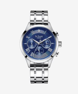 헤스티아 다이아 멀티 시계 + 가죽 밴드 - 블루 / ST7501M-SLS1