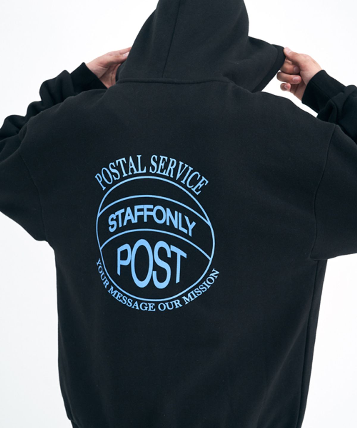스텝온리(STAFFONLY) STAMP ZIP UP HOODIE (BLACK)