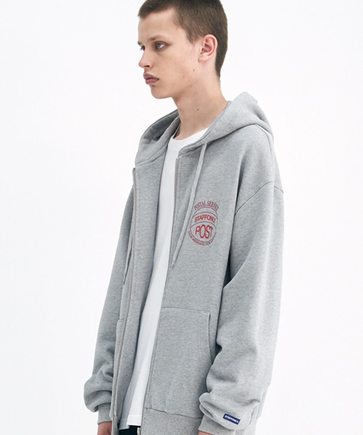 스텝온리(STAFFONLY) STAMP ZIP UP HOODIE (GREY)